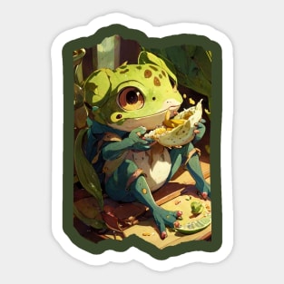 Cute Frog Eating Sticker